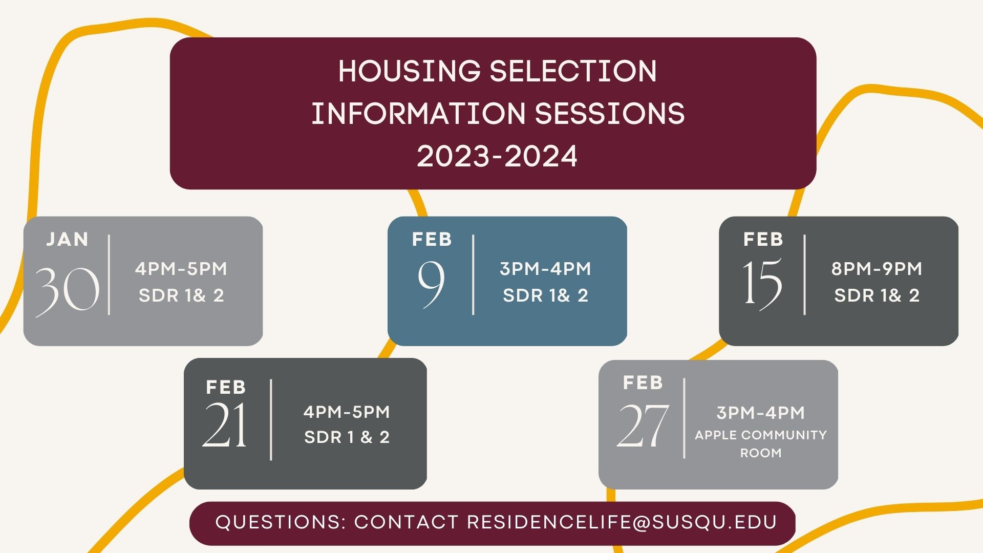 Housing Selection Information Sessions 2023-2024 / All Events – Susquehanna  University
